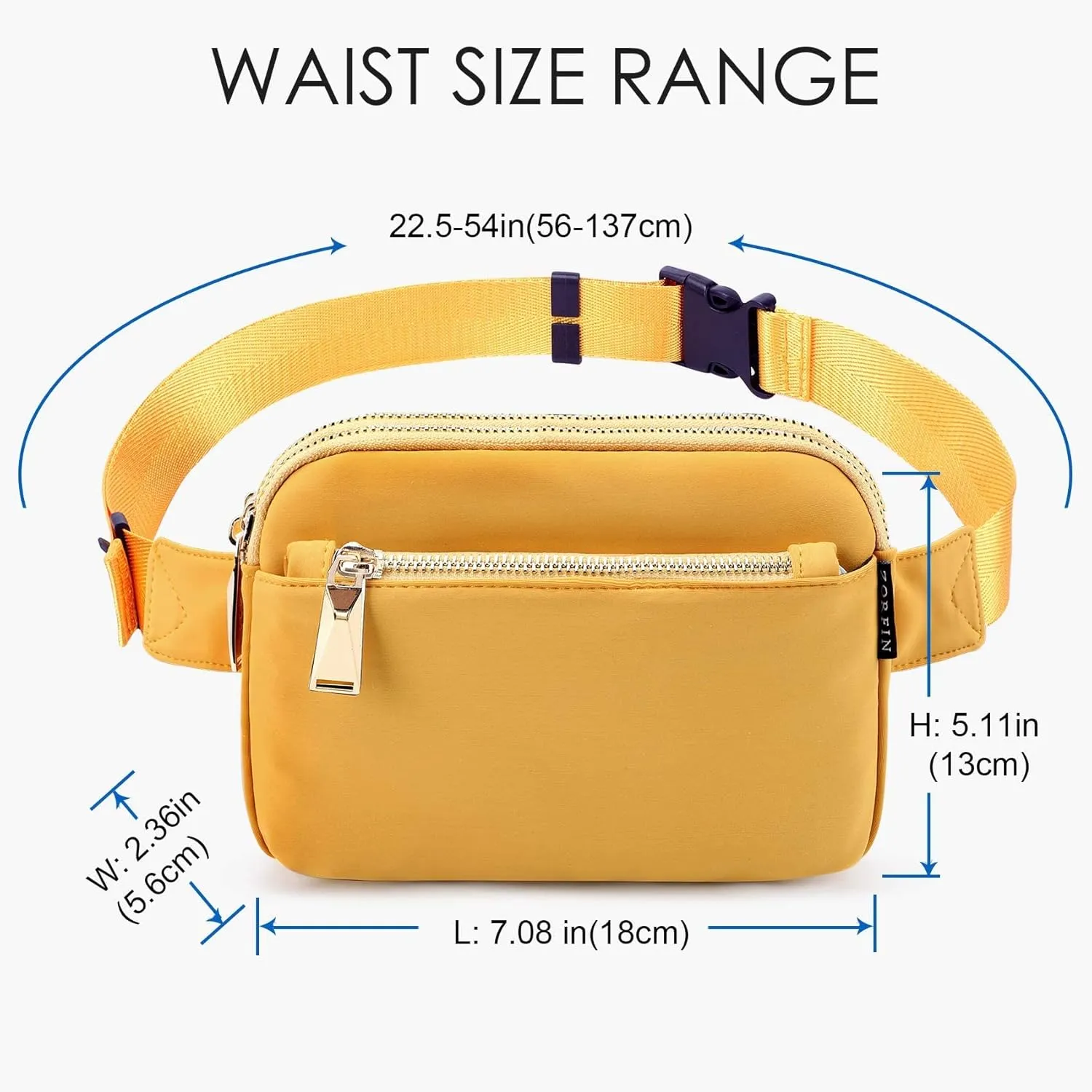 ZORFIN Fanny Packs for Women Men: Crossbody Belt Bag with Adjustable Strap - Fashion Waist Packs for Workout Running Traveling Hiking Yellow