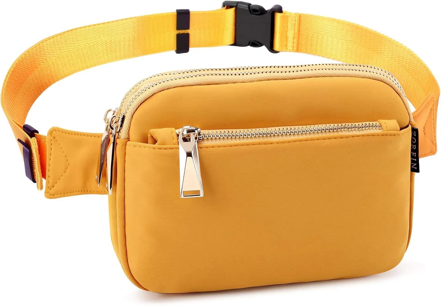 ZORFIN Fanny Packs for Women Men: Crossbody Belt Bag with Adjustable Strap - Fashion Waist Packs for Workout Running Traveling Hiking Yellow