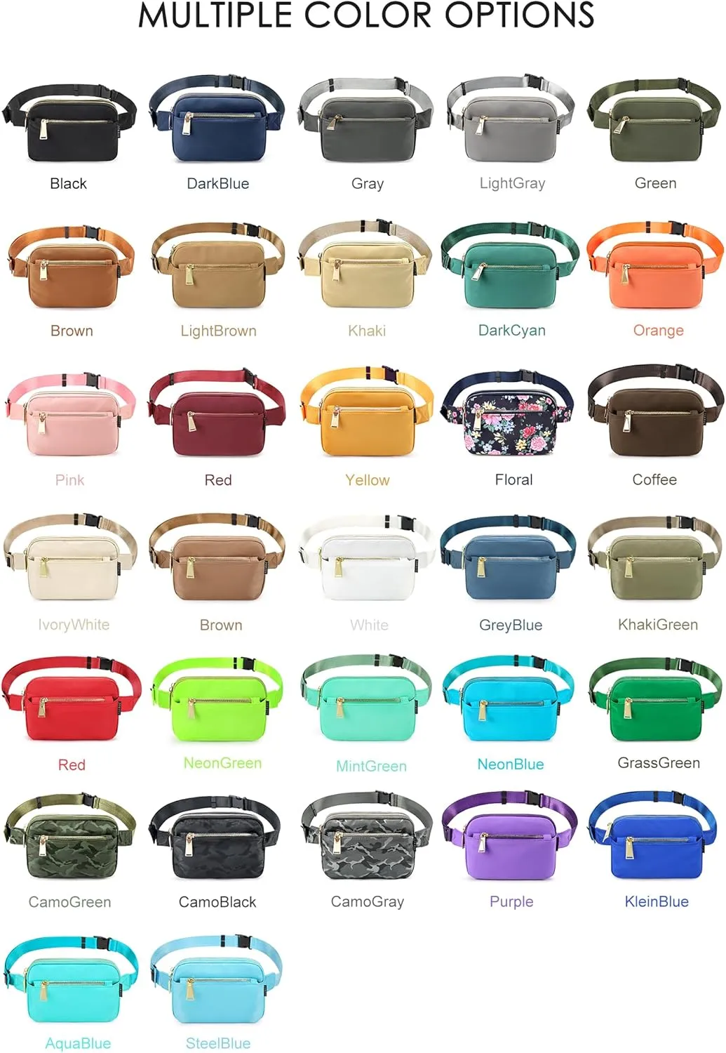 ZORFIN Fanny Packs for Women Men: Crossbody Belt Bag with Adjustable Strap - Fashion Waist Packs for Workout Running Traveling Hiking Yellow